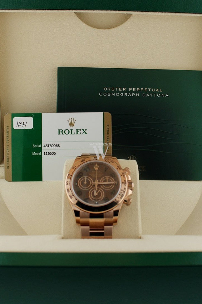 Rolex Cosmograph Daytona Chocolate Dial 18K Everose Gold Rolex Oyster Automatic Men's Watch 116505