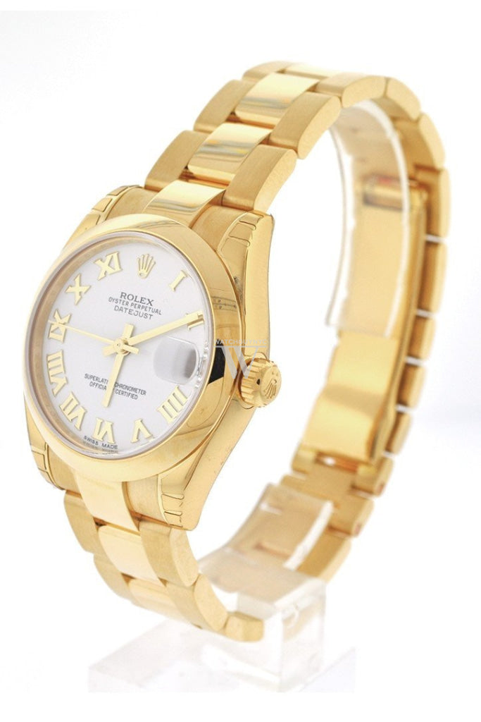 Rolex Datejust 31 White Roman Dial 18K Yellow Gold Ladies Watch 178248 Pre-owned