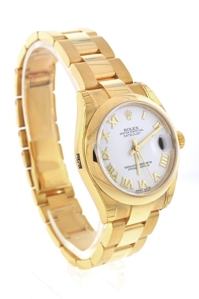 Rolex Datejust 31 White Roman Dial 18K Yellow Gold Ladies Watch 178248 Pre-owned