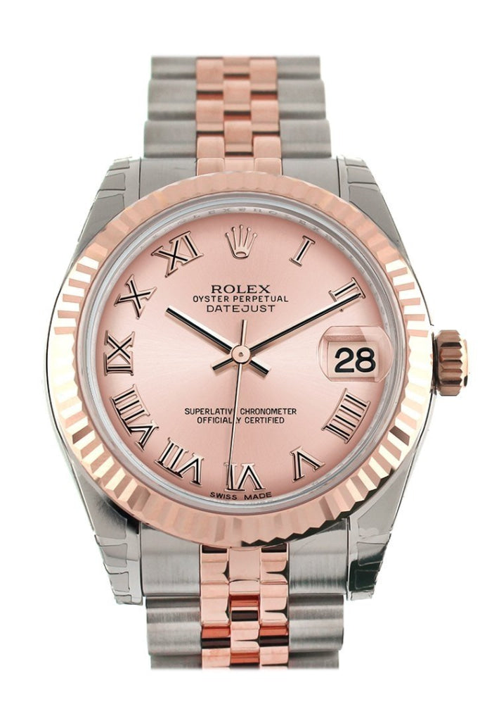 Rolex Datejust 31 Pink Roman Dial Dome set with Fluted Bezel Ladies Watch 178271 Pre-owned