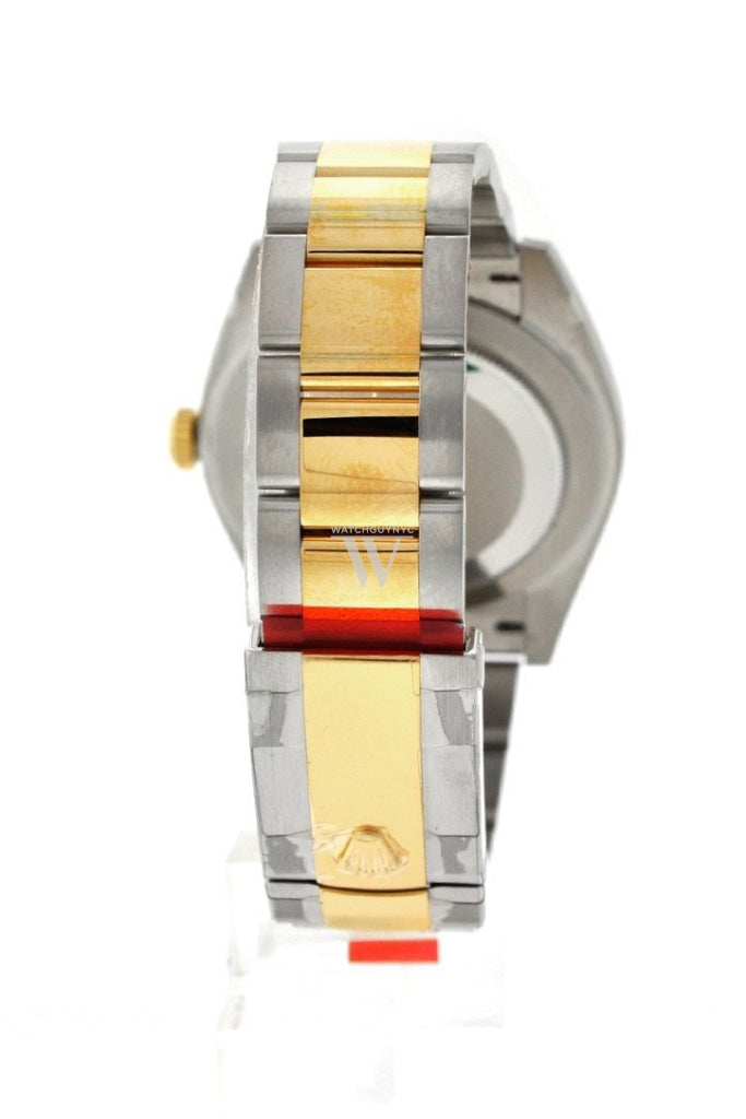 Rolex Datejust 41 Black Diamond Dial Fluted Bezel 18k Yellow Gold Mens Watch 126333