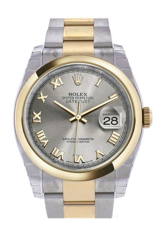 Rolex Datejust 36 Steel Roman 18k Gold Two Tone Oyster Watch 116203 Pre-owned
