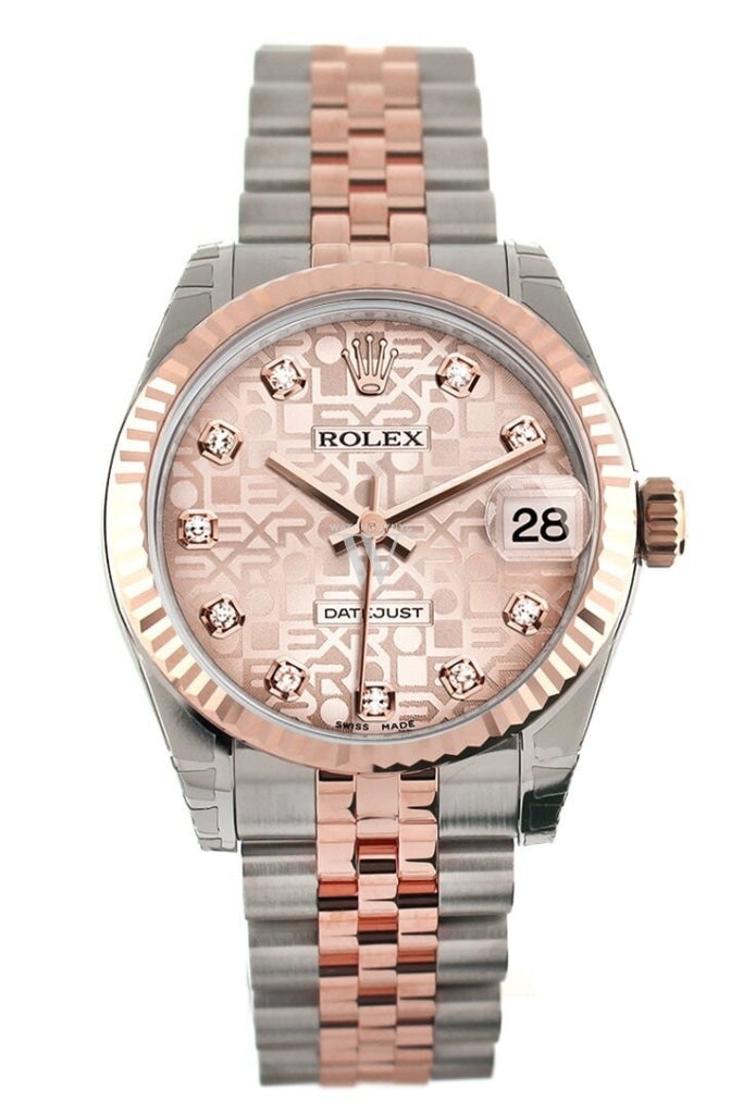 Rolex Datejust 31 Pink Jubilee Diamond Dial 18K Rose Gold Two Tone Ladies Watch 178271 Pre-owned