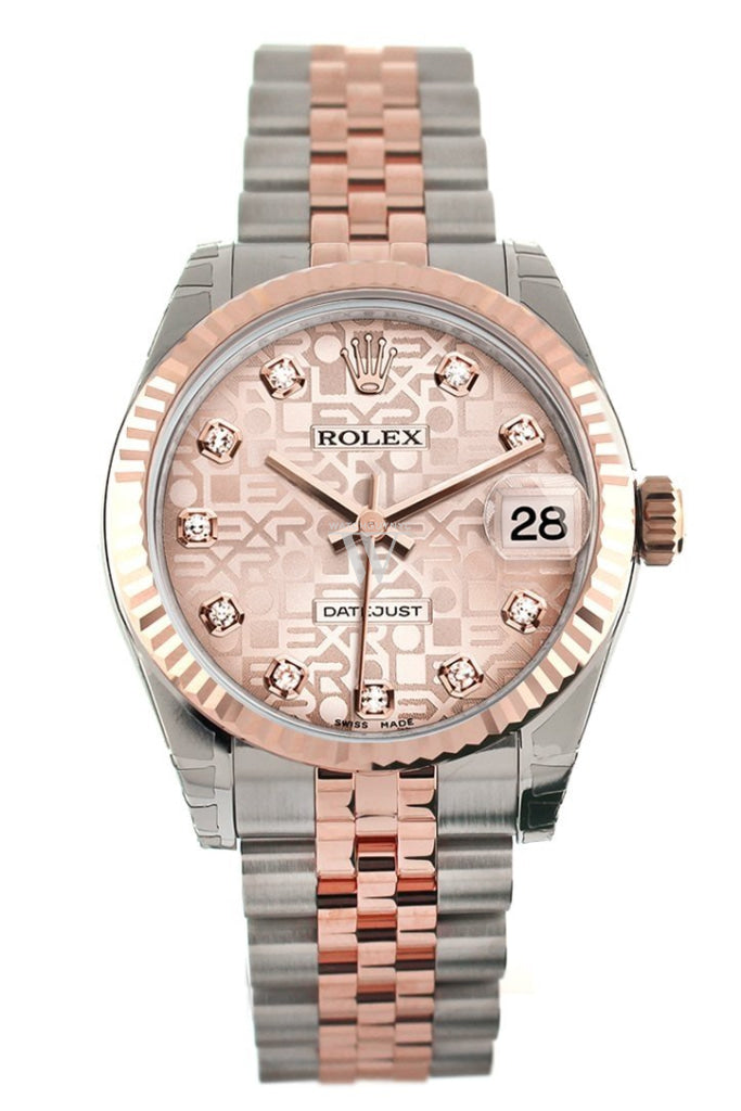 Rolex Datejust 31 Pink Jubilee Diamond Dial 18K Rose Gold Two Tone Ladies Watch 178271 Pre-owned