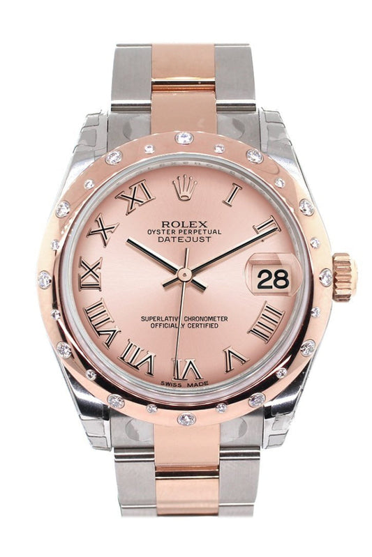 Rolex Datejust 31 Pink Roman Dial Diamond Bezel 18K Rose Gold Two Tone Ladies Watch 178341 Pre-owned