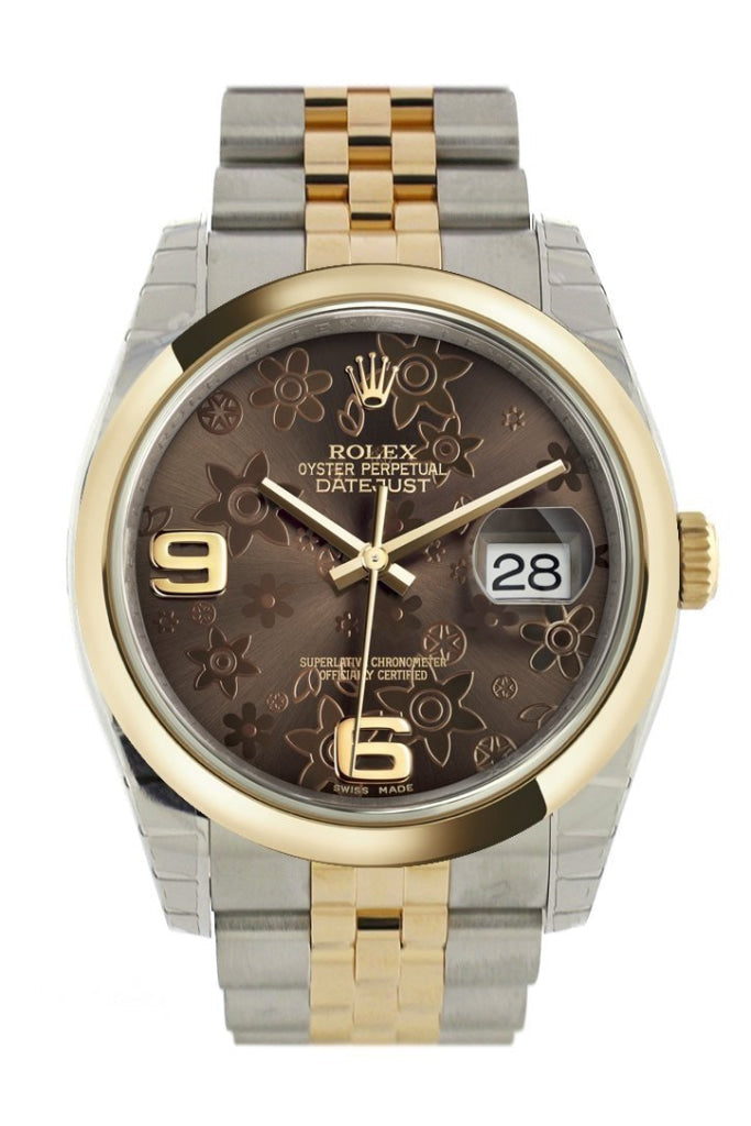 Rolex Datejust 36 Bronze floral motif Dial 18k Gold Two Tone Jubilee Watch 116203 Pre-owned
