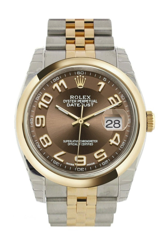 Rolex Datejust 36 Bronze Arab Dial 18k Gold Two Tone Jubilee Watch 116203 Pre-owned