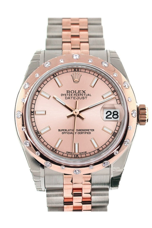 Rolex Datejust 31 Pink Dial Diamond Bezel 18K Rose Gold Two Tone Jubilee Ladies Watch 178341 Pre-owned