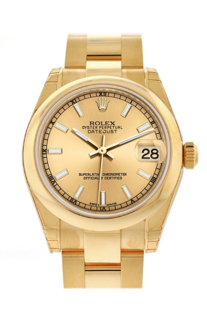 Rolex Datejust 31 Champagne Dial 18K Yellow Gold Ladies Watch 178248 Pre-owned