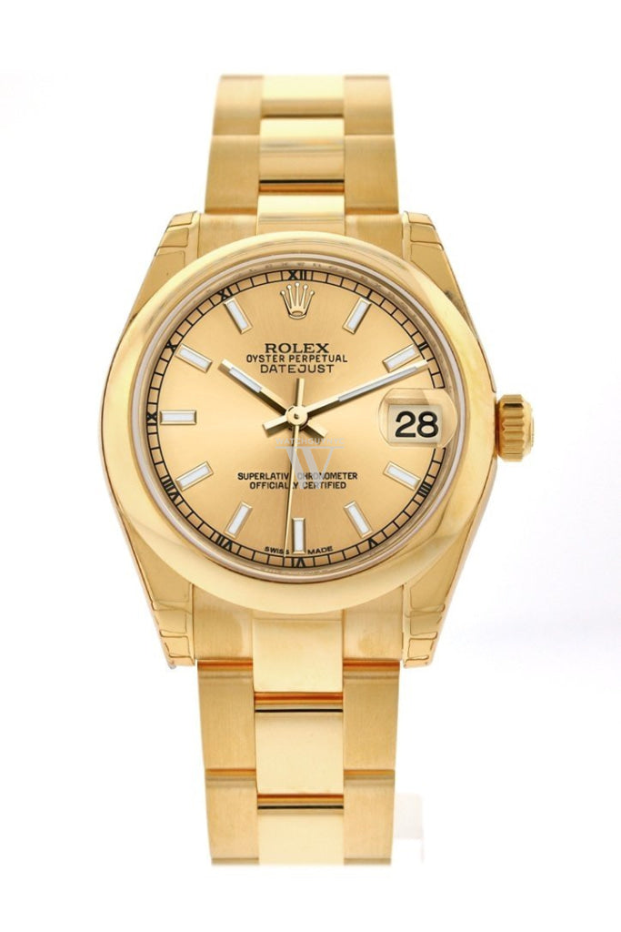 Rolex Datejust 31 Champagne Dial 18K Yellow Gold Ladies Watch 178248 Pre-owned
