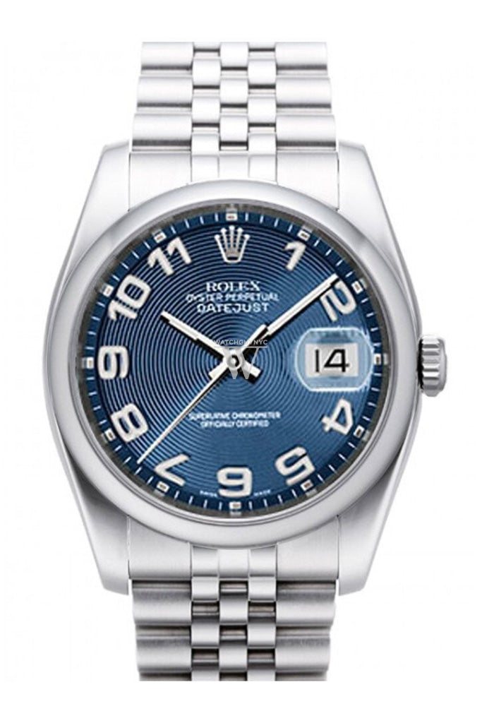 Rolex Datejust 36 Blue Concentric Dial Stainless Steel Jubilee Men's Watch 116200 Pre-owned