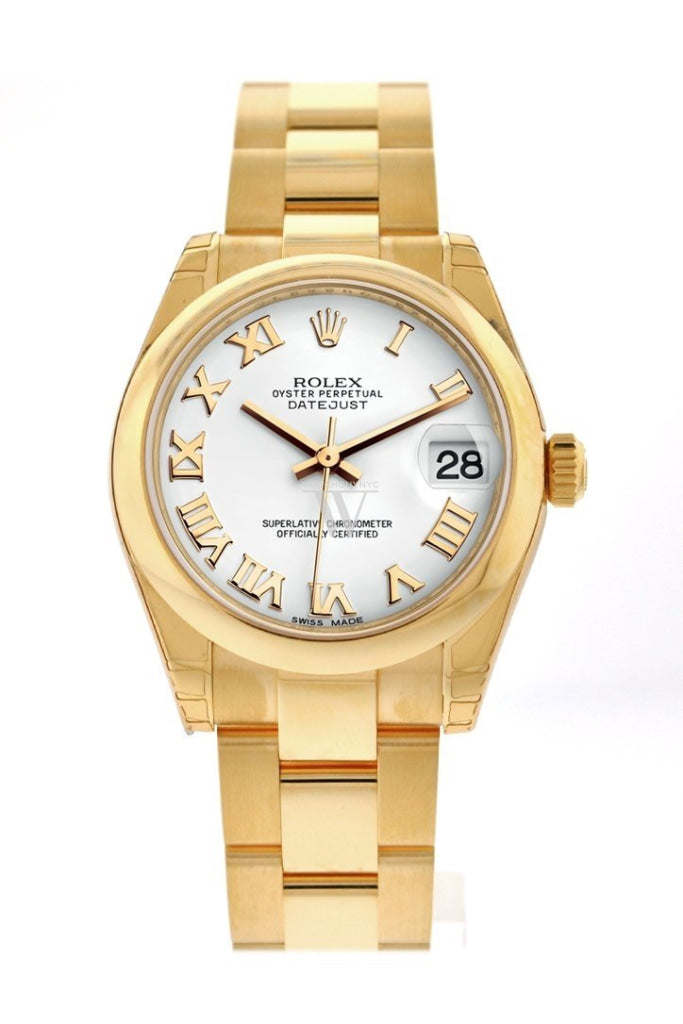 Rolex Datejust 31 White Roman Dial 18K Yellow Gold Ladies Watch 178248 Pre-owned