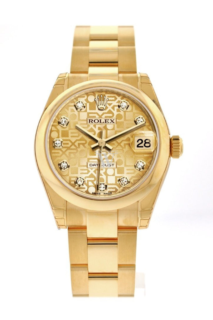 Rolex Datejust 31 Champagne Jubilee Diamond Dial 18K Yellow Gold Ladies Watch 178248 Pre-owned