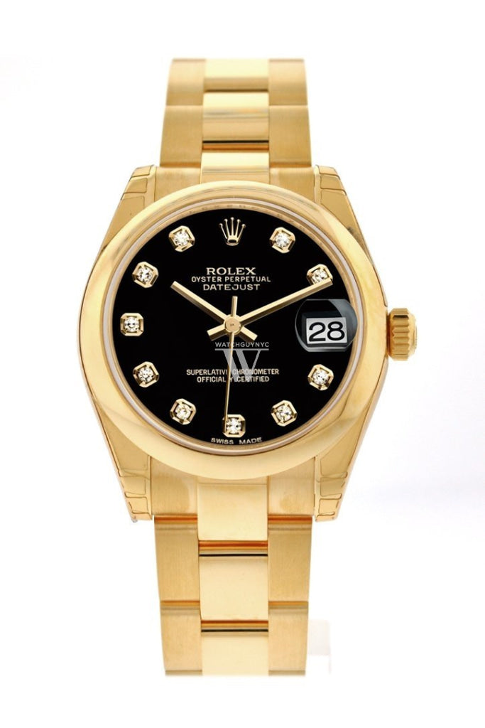 Rolex Datejust 31 Black Diamond Dial 18K Yellow Gold Ladies Watch 178248 Pre-owned