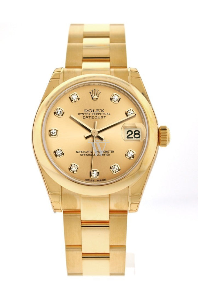 Rolex Datejust 31 Champagne Diamond Dial  18K Yellow Gold Ladies Watch 178248 Pre-owned
