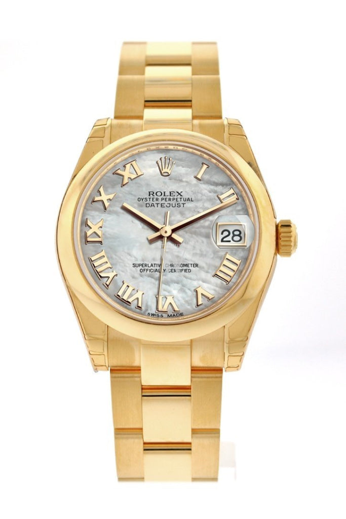 Rolex Datejust 31 White Mother of Pearl Roman Dial 18K Yellow Gold Ladies Watch 178248 Pre-owned