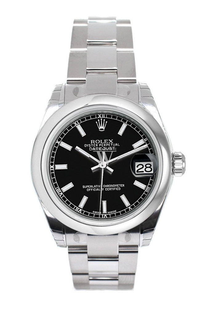 Rolex Datejust 31 Black Dial Steel Ladies Watch 178240 Pre-owned