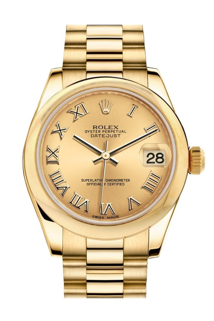 Rolex Datejust 31 Champagne Roman Dial 18K Yellow Gold President Ladies Watch 178248 Pre-owned
