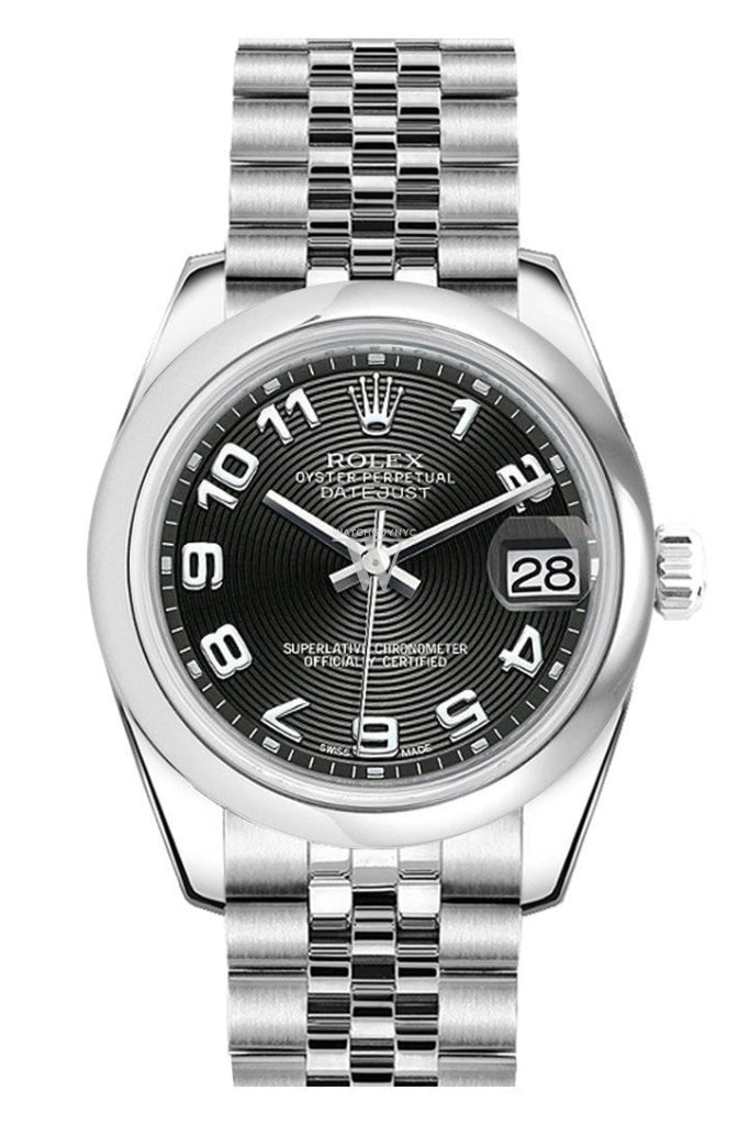 Rolex Datejust 31 Black Concentric Dial Stainless Steel Jubilee Ladies Watch 178240 Pre-owned