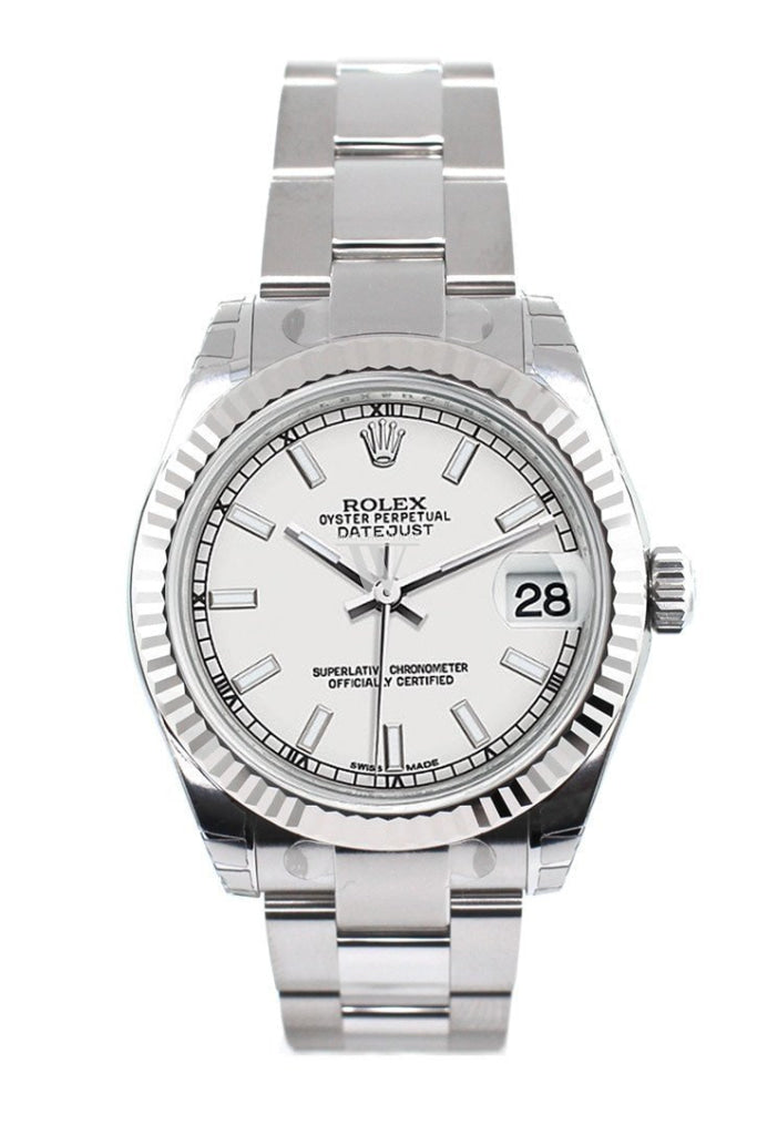 Rolex Datejust 31 White Dial White Gold Fluted Bezel Ladies Watch 178274 Pre-owned