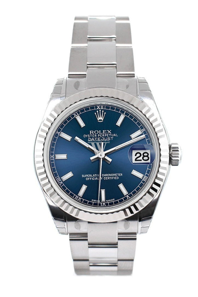 Rolex Datejust 31 Blue Dial White Gold Fluted Bezel Ladies Watch 178274 Pre-owned