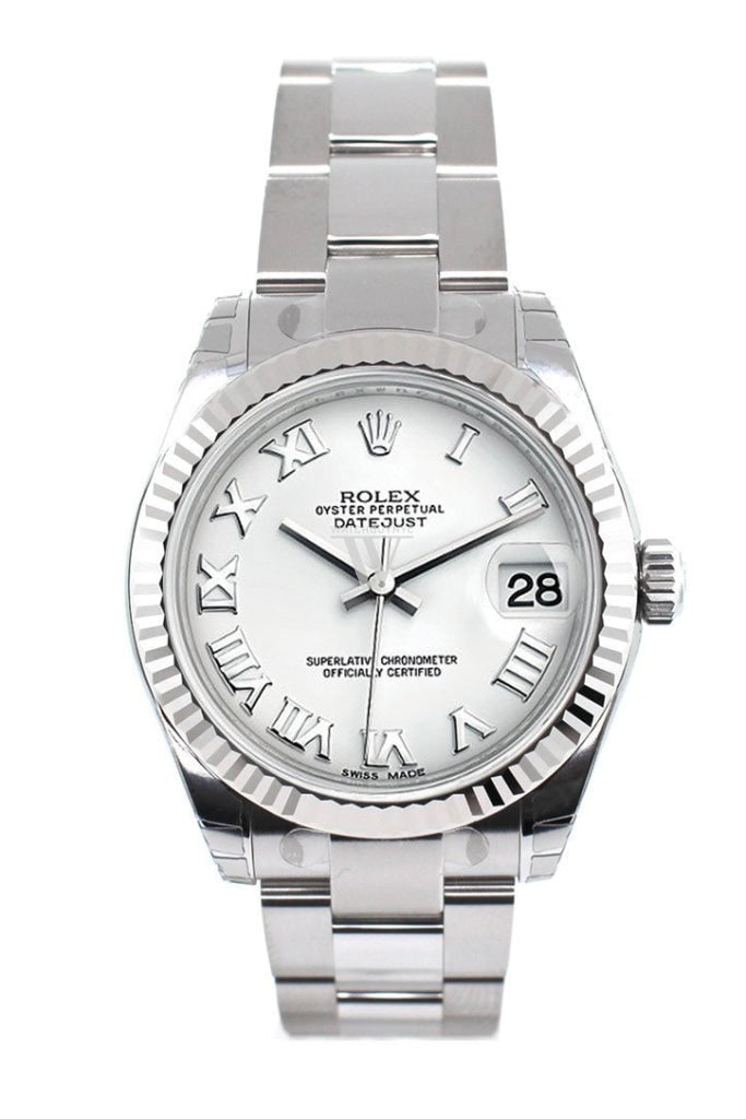 Rolex Datejust 31 White Roman Dial White Gold Fluted Bezel Ladies Watch 178274 Pre-owned