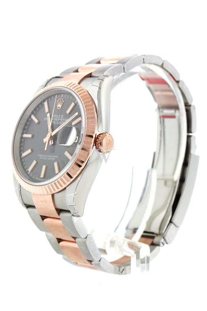 Rolex Datejust 36 Dark Rhodium Dial Fluted Rose Gold Two Tone Watch 126231 NP
