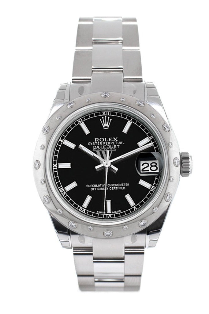 Rolex Datejust 31 Black Dial Dome set with Diamonds Bezel Ladies Watch 178344 Pre-owned