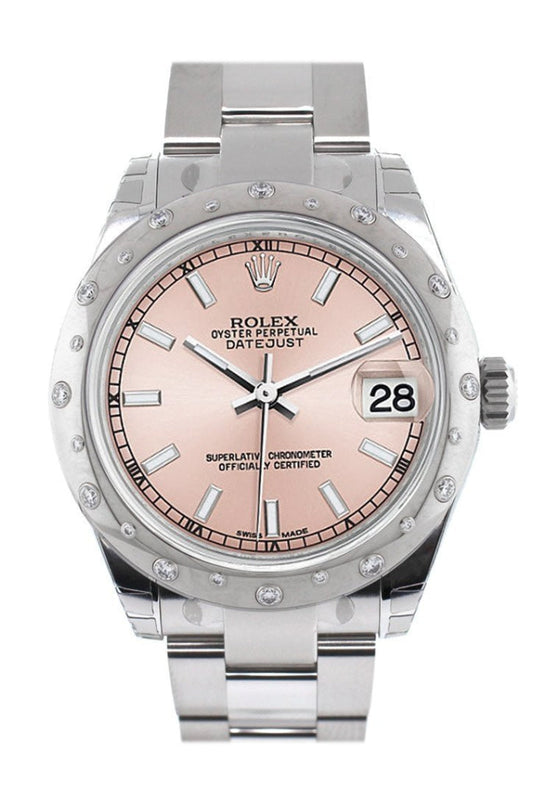 Rolex Datejust 31 Pink Dial Dome set with Diamonds Bezel Ladies Watch 178344 Pre-owned