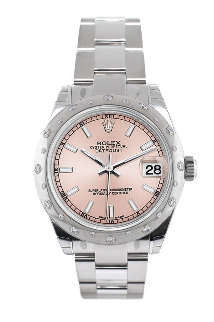 Rolex Datejust 31 Pink Dial Dome set with Diamonds Bezel Ladies Watch 178344 Pre-owned