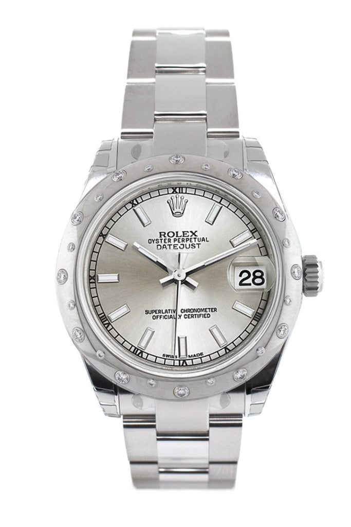 Rolex Datejust 31 Silver Dial Dome set with Diamonds Bezel Ladies Watch 178344 Pre-owned