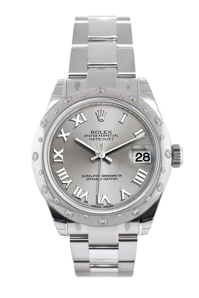 Rolex Datejust 31 Silver Roman Dial Dome set with Diamonds Bezel Ladies Watch 178344 Pre-owned