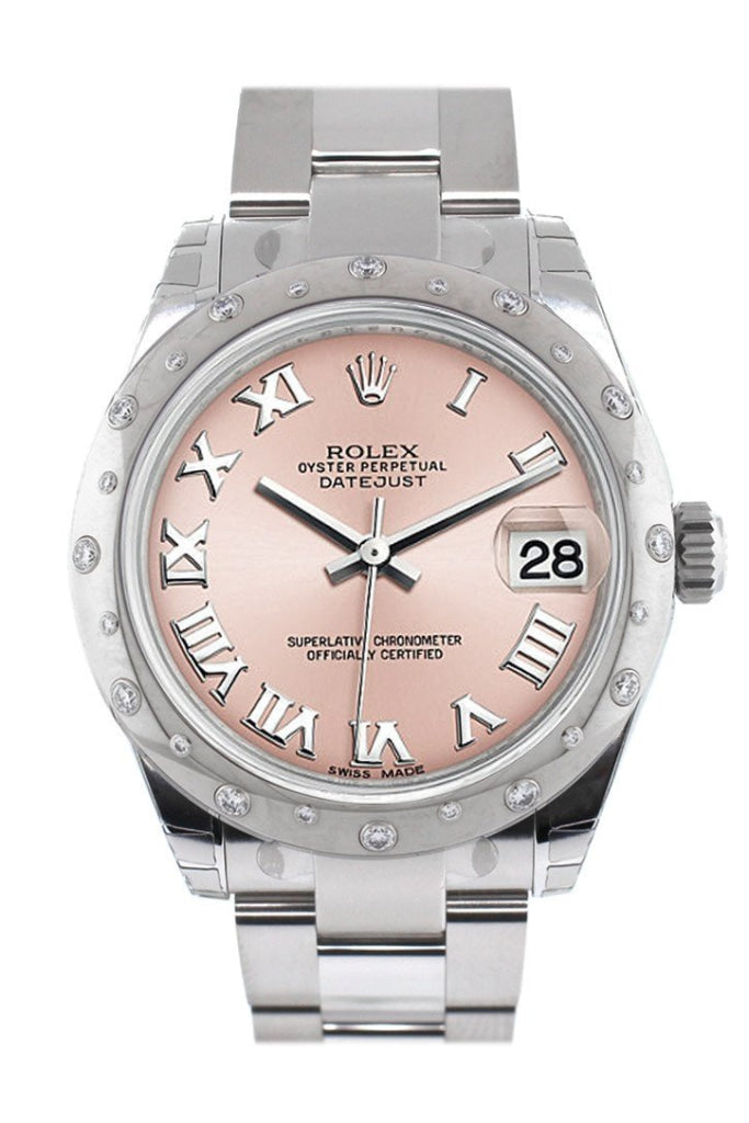 Rolex Datejust 31 Pink Roman Dial Dome set with Diamonds Bezel Ladies Watch 178344 Pre-owned
