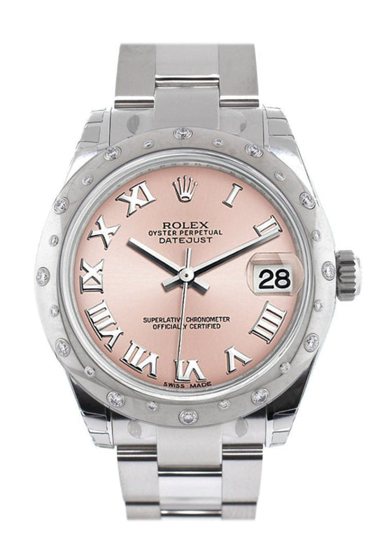 Rolex Datejust 31 Pink Roman Dial Dome set with Diamonds Bezel Ladies Watch 178344 Pre-owned