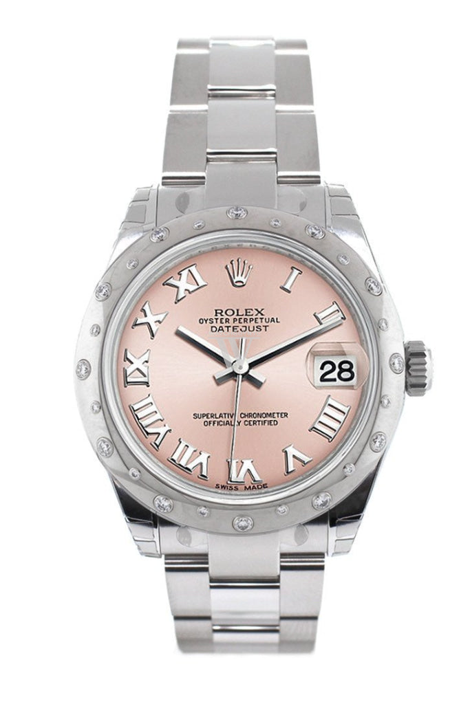 Rolex Datejust 31 Pink Roman Dial Dome set with Diamonds Bezel Ladies Watch 178344 Pre-owned