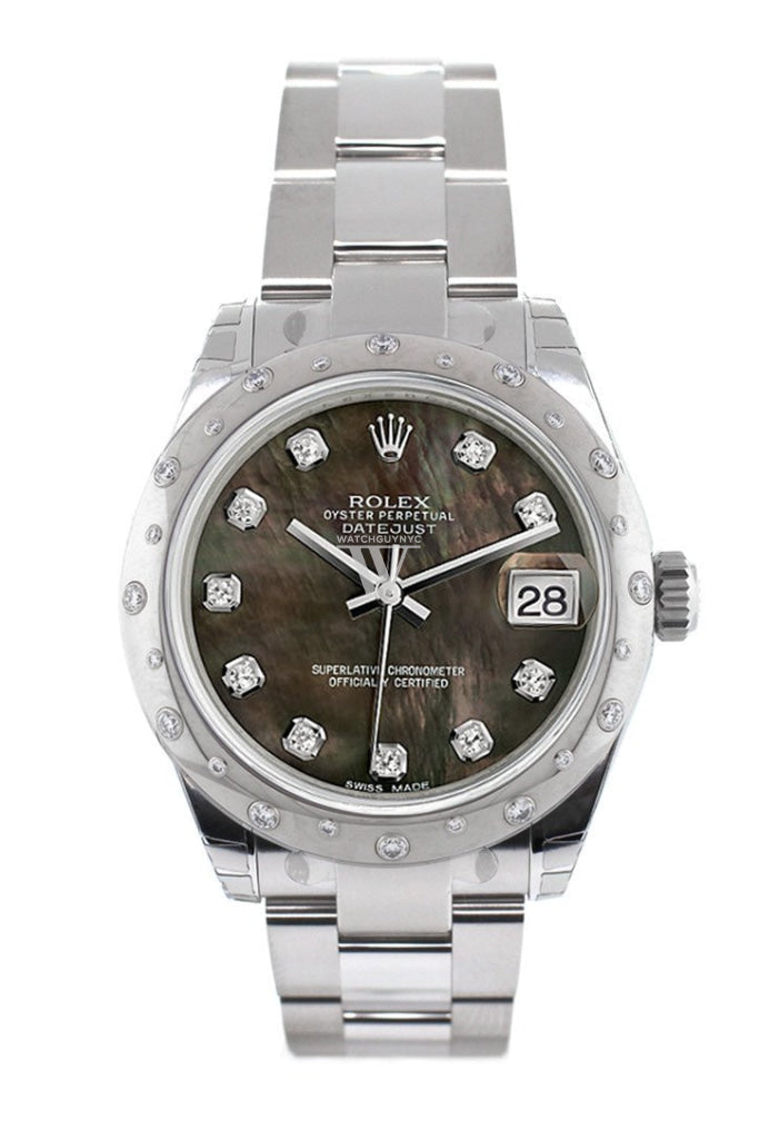 Rolex Datejust 31 Black Mother of Pearl Diamond Dial Dome Diamonds Bezel Ladies Watch 178344 Pre-owned