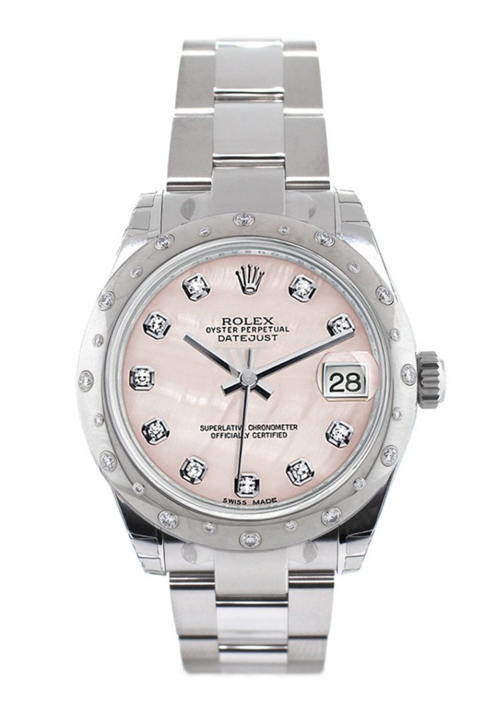 Rolex Datejust 31 Pink Mother of Pearl Diamond Dial Dome set with Diamonds BezelLadies Watch 178344 Pre-owned