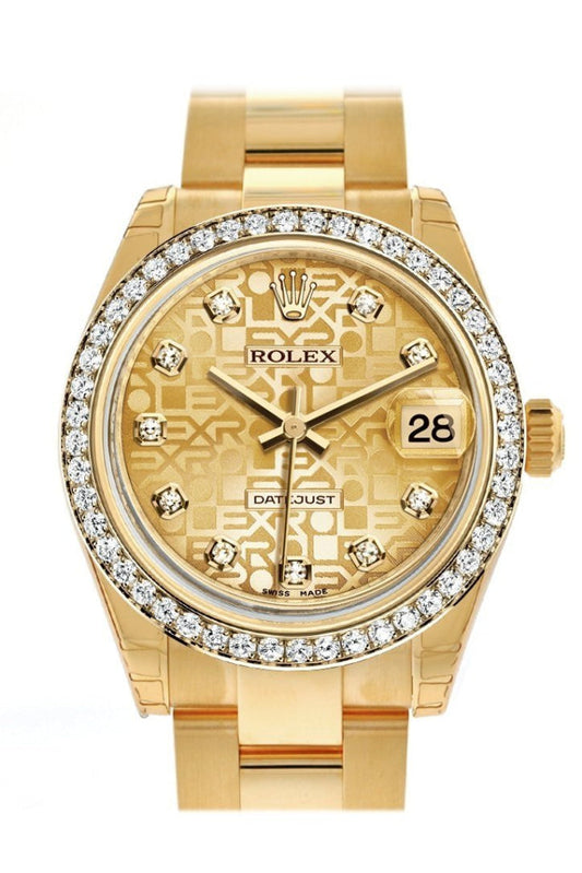 Rolex Datejust 31 Champagne Jubilee Diamond Dial Diamond Bezel 18K Yellow Gold Ladies Watch 178288 Pre-owned