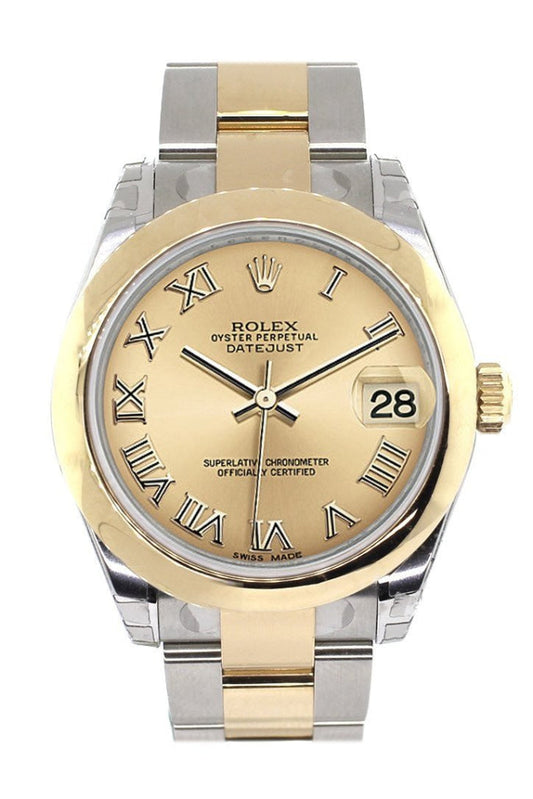 Rolex Datejust 31 Champagne Roman Dial 18K Gold Two Tone Ladies 178243 Pre-owned