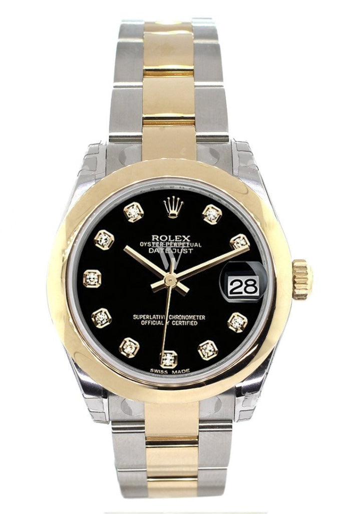 Rolex Datejust 31 Black Diamond Dial 18K Gold Two Tone Ladies 178243 Pre-owned