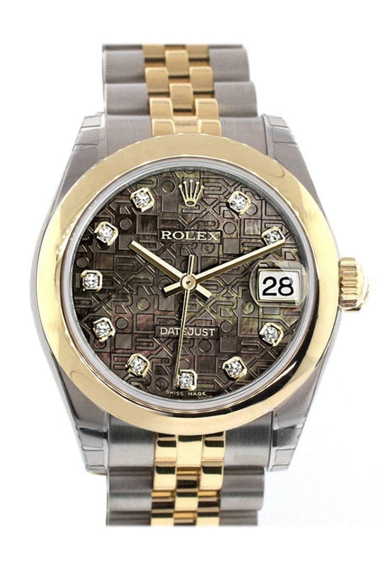 Rolex Datejust 31 Black Mother of Pearl Jubilee Diamonds Dial 18K Gold Two Tone Jubilee Ladies 178243 Pre-owned