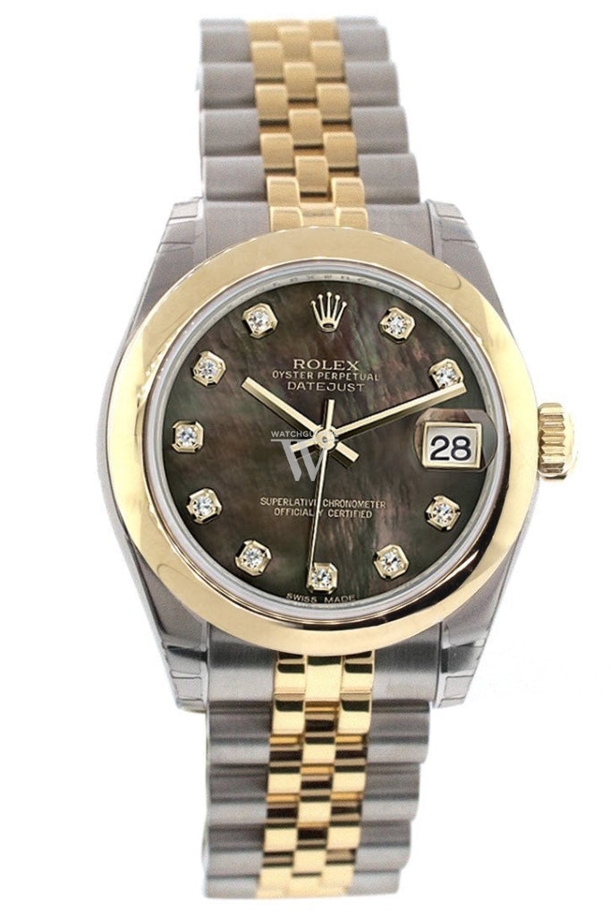 Rolex Datejust 31 Black Mother of Pearl Diamonds Dial 18K Gold Two Tone Jubilee Ladies 178243 Pre-owned
