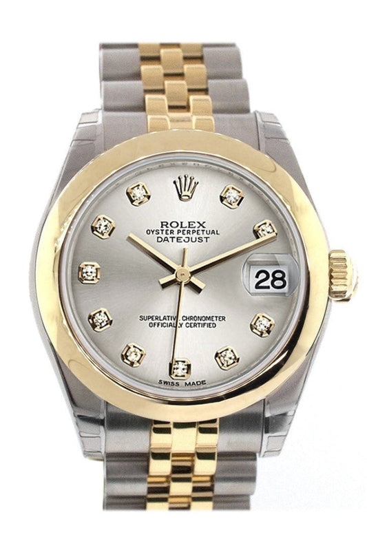 Rolex Datejust 31 Silver Diamond Dial 18K Gold Two Tone Jubilee Ladies 178243 Pre-owned