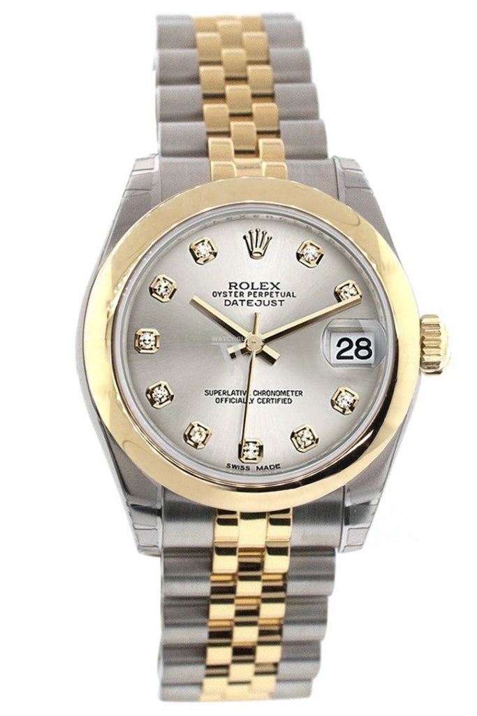 Rolex Datejust 31 Silver Diamond Dial 18K Gold Two Tone Jubilee Ladies 178243 Pre-owned