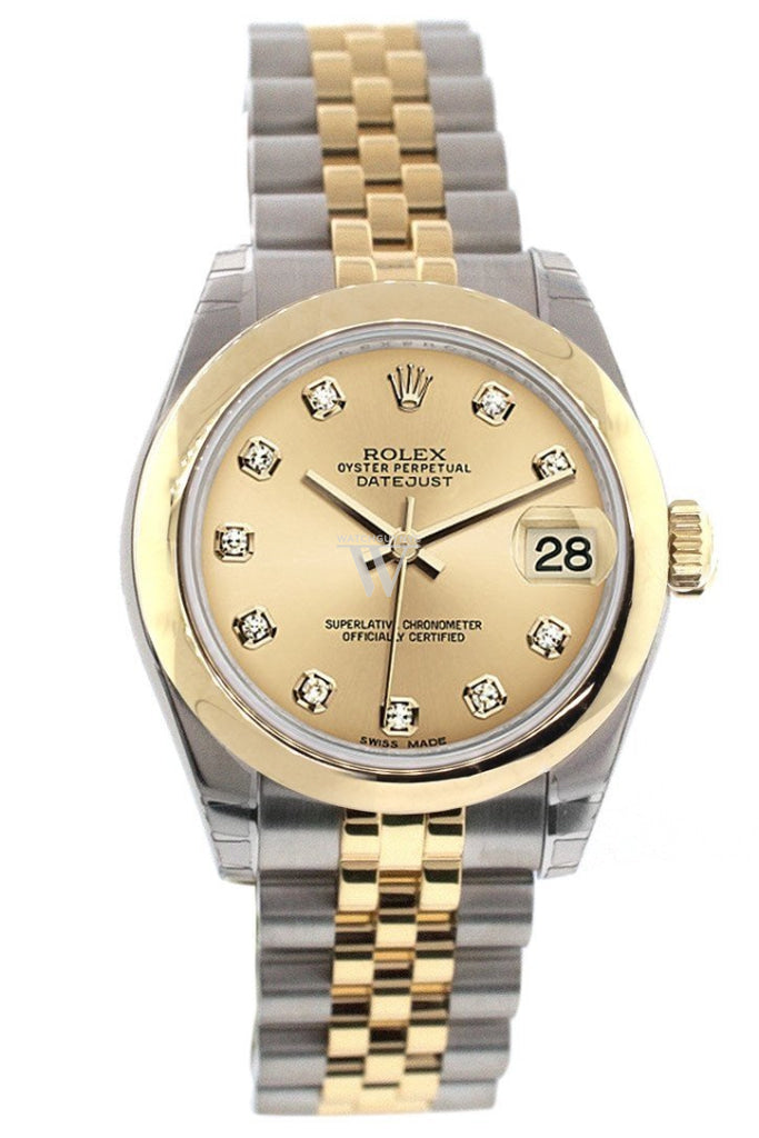Rolex Datejust 31 Champagne Diamond Dial 18K Gold Two Tone Jubilee Ladies 178243 Pre-owned