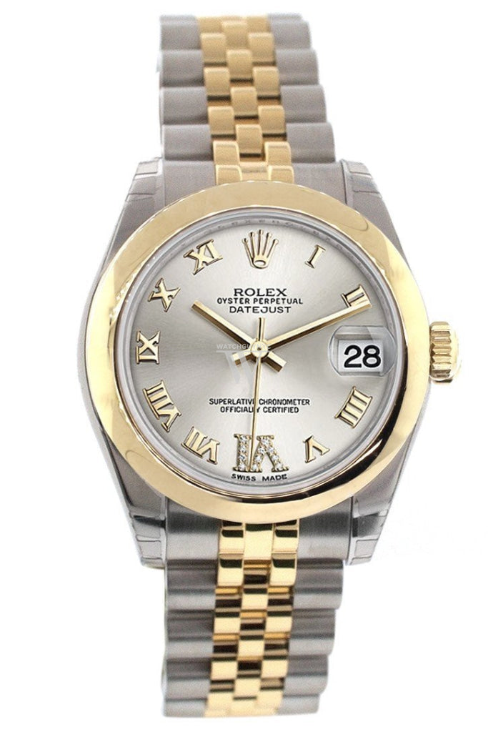 Rolex Datejust 31 Silver Roman Large VI Diamond Dial 18K Gold Two Tone Jubilee Ladies 178243 Pre-owned