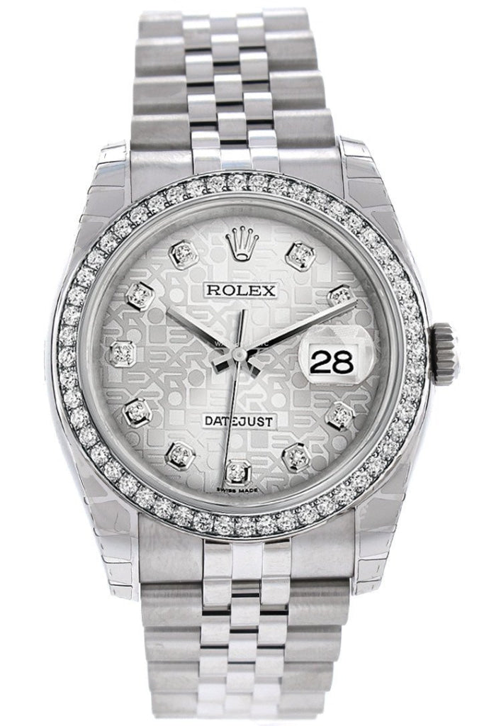 Rolex Datejust 36 Silver Jubilee design Diamonds Dial 18k White Gold Diamond Bezel Jubilee Men's Watch 116244 Pre-owned