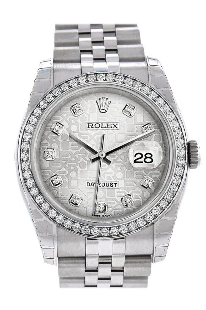 Rolex Datejust 36 Silver Jubilee design Diamonds Dial 18k White Gold Diamond Bezel Jubilee Men's Watch 116244 Pre-owned