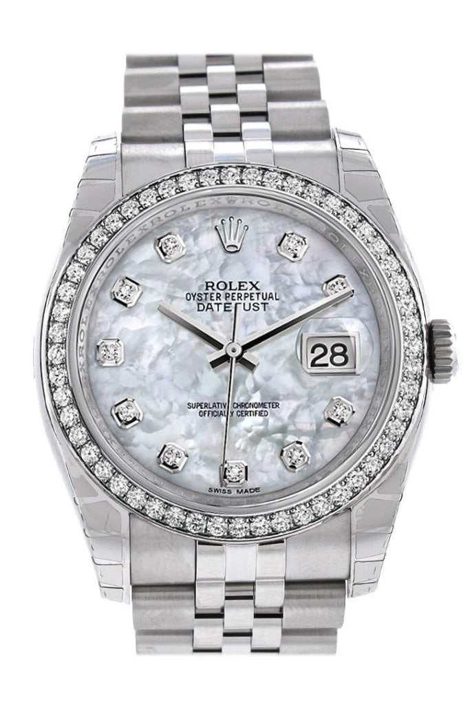 ROLEX Datejust 36 Mother of Pearl Dial Diamond Bezel Jubilee Ladies Watch 116244 Pre-owned
