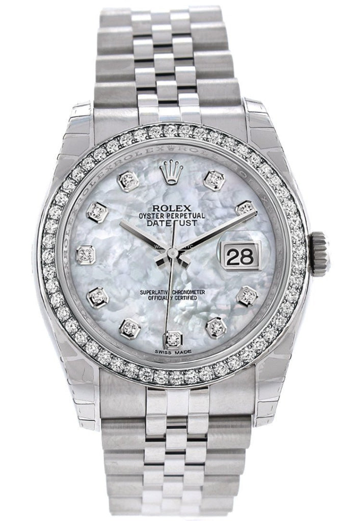 ROLEX Datejust 36 Mother of Pearl Dial Diamond Bezel Jubilee Ladies Watch 116244 Pre-owned